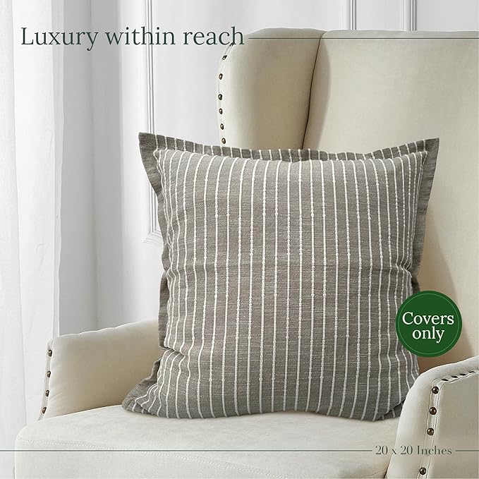 SanVia Mellow Premium Cotton Throw Pillow Covers, 20 x 20 Inches, Luxurious - Image 5