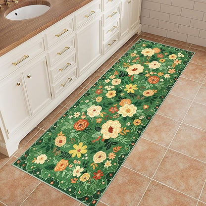 DUKINO 2x5 Runner Rug for Hallway, Washable Kitchen Floral Runner Rug - Image 4