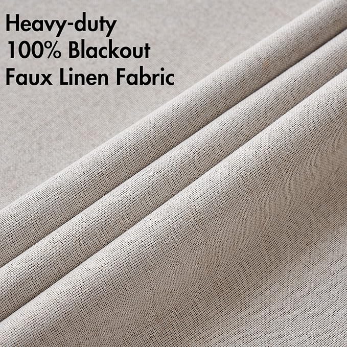 MIULEE 100% Blackout Linen Textured Curtains - Image 5