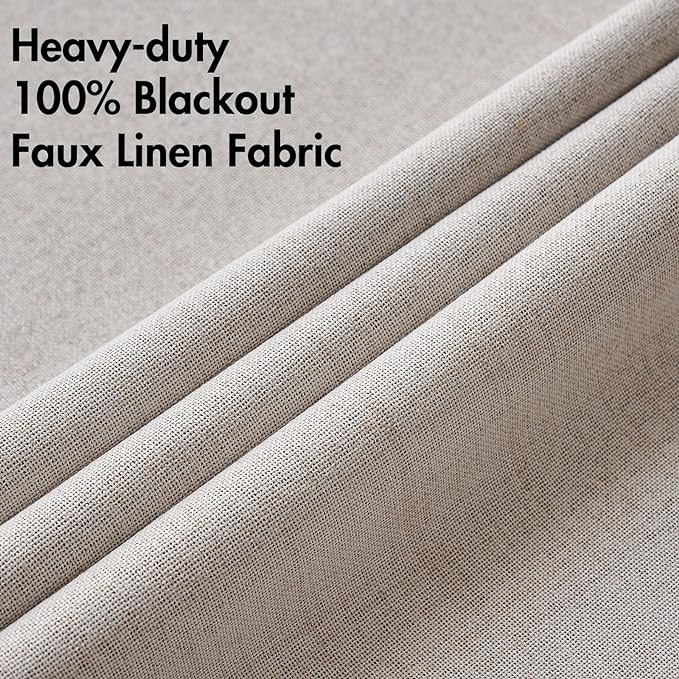 MIULEE 100% Blackout Linen Textured Curtains - Image 5