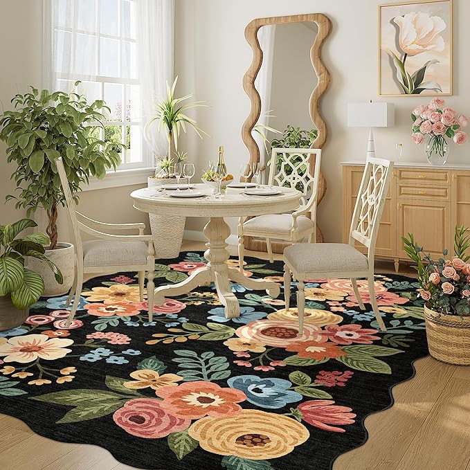 DUKINO 4x6 Area Rug, Floral Non-Slip Indoor Washable Rug - Image 7