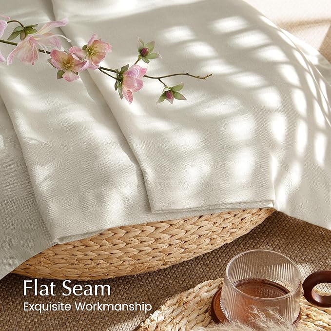 NICETOWN Bone White Linen Curtains - Image 6