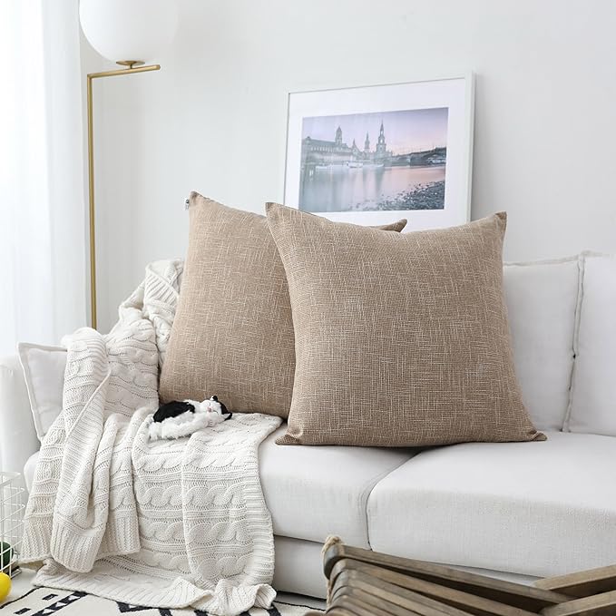 Kevin Textile Decor Burlap Pillow Covers Natural Style Lined Linen Throw Pillow - Image 2