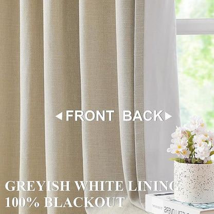 Vision Home Sand Pinch Pleated Full Blackout Curtains Linen Blended Room - Image 3