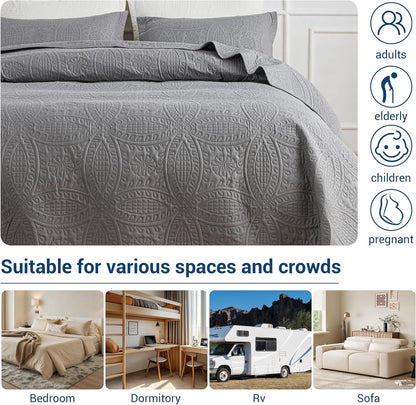sherest queen quilt bedding set - gray soft, package contents
