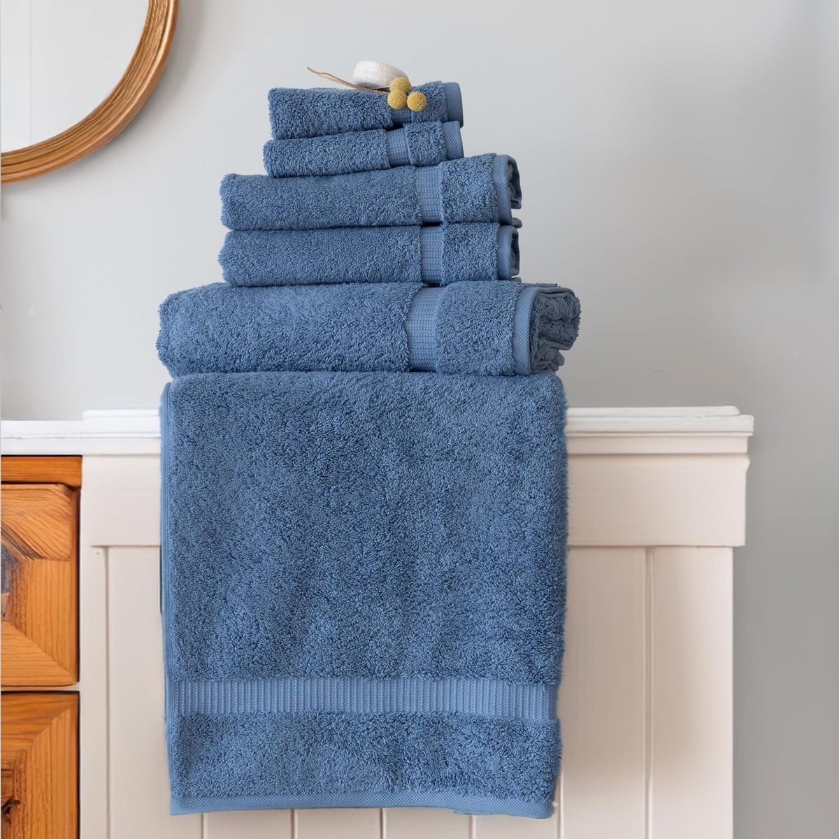 salbakos 100% turkish cotton bathroom towel set of, front angle view