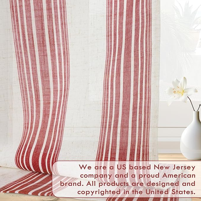 DriftAway Farmhouse Vertical Striped Linen Blend Textured Light Filtering Semi - Image 6