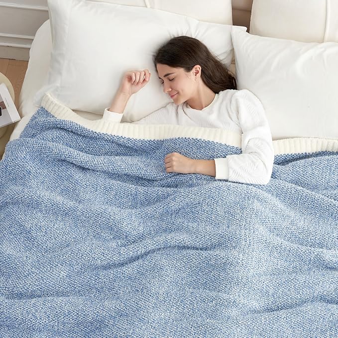 Snuggle Sac Queen Size Bed Blanket Heather Blue, Reversible Super Soft - Image 2
