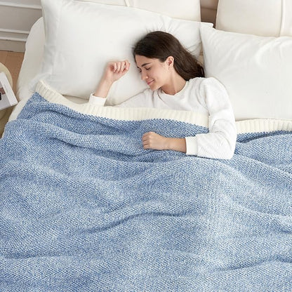 Snuggle Sac Queen Size Bed Blanket Heather Blue, Reversible Super Soft - Image 2