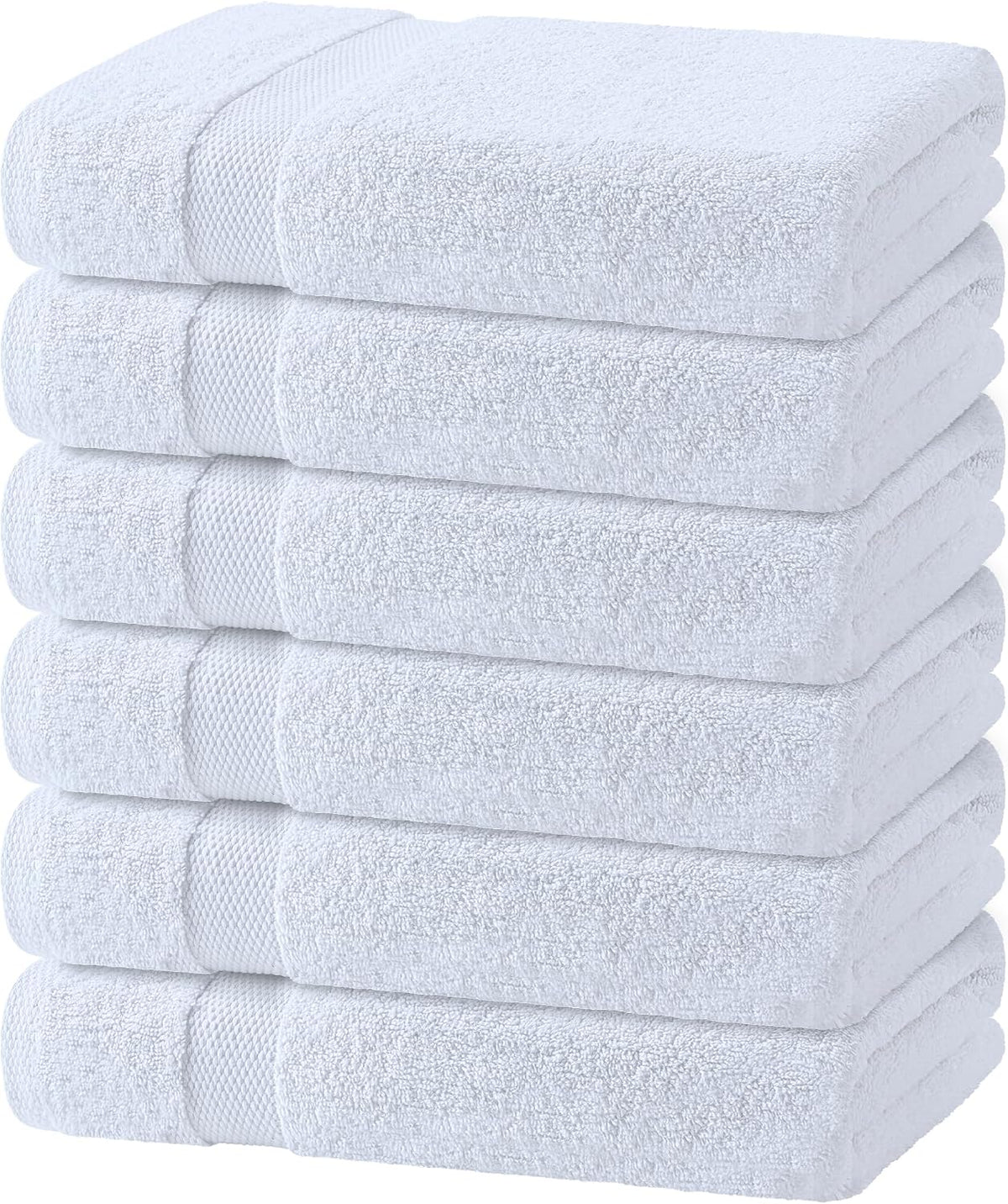 white bath towels 24x50 inch, 6 pack, main product view