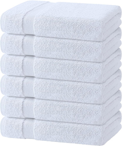 white bath towels 24x50 inch, 6 pack, main product view