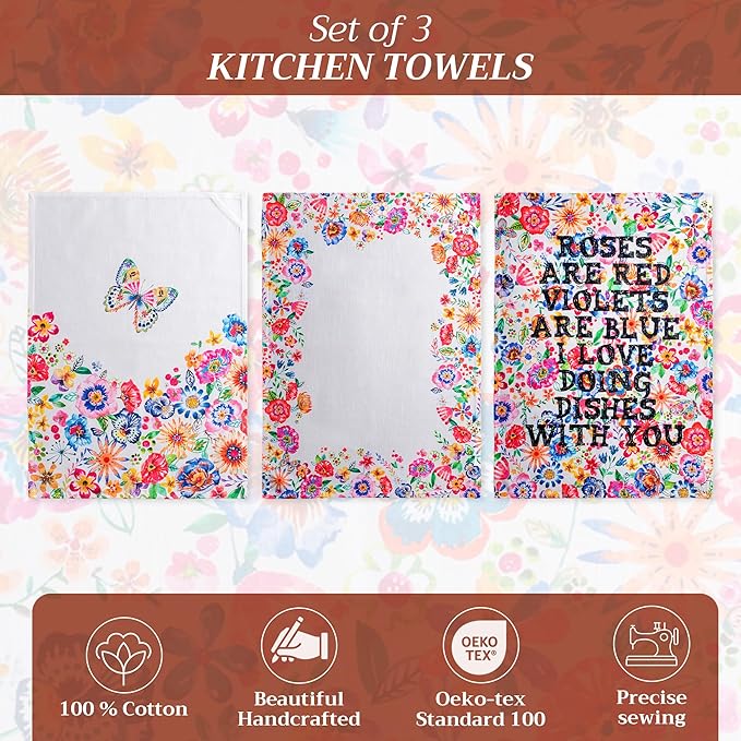Maison d' Hermine Kitchen Towels Set of 3 100% Cotton 27.50" x 20" Reusable - Image 2