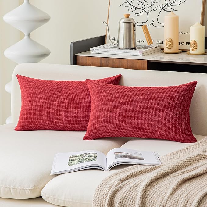 Kevin Textile Christmas Cushion Cover Faux Linen Cushion Case Soft Lumbar Throw by KevinTextile