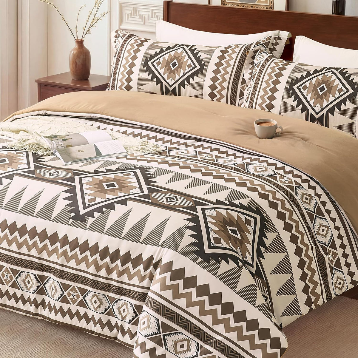 tyrot brown king size comforter set – 3, side view
