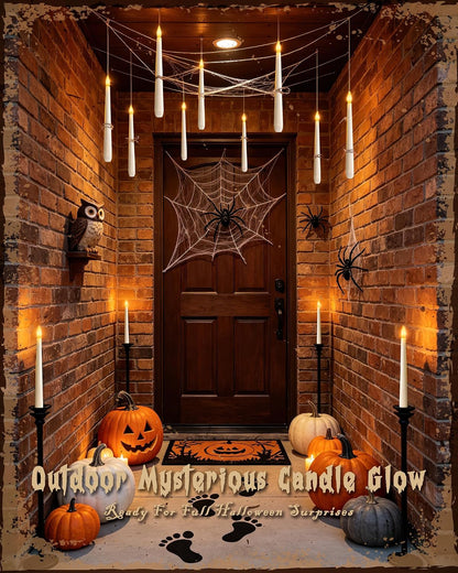 30PCS Floating Candles with Wand Remote, Flameless Hanging Taper Candles with Flickering Warm Light, Battery Operated Magic Candles for Halloween Indoor Ceiling Decor, Hallway, Bedroom, Party