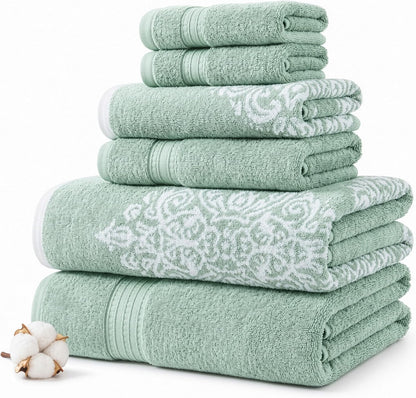 modern threads 6-piece 100% cotton damask medallion towel, main product view