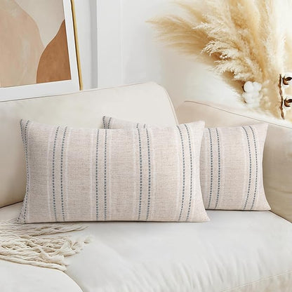AELS 12x20 Decorative Farmhouse Linen Throw Pillow Covers, Boho Textured Pillow by AELS