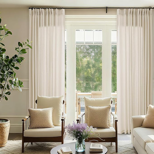 Pinch Pleat 120 Inch Linen Curtains by DUKIYO
