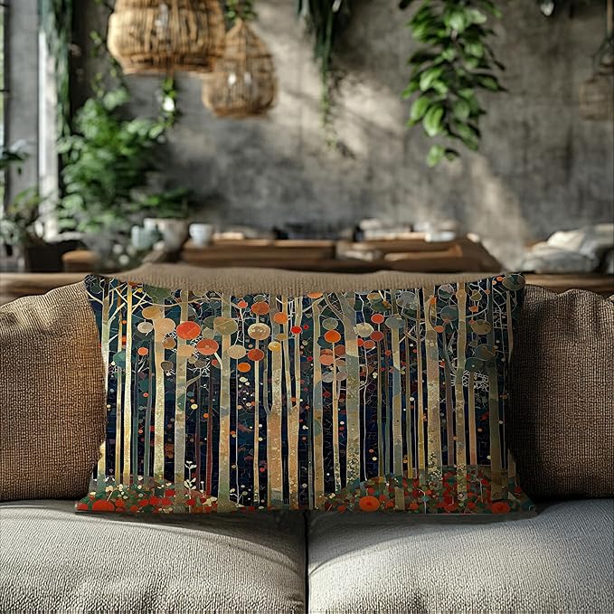 Rustic William Morris Inspired Autumn Forest Decor Pillow Covers 12x20 - Image 6