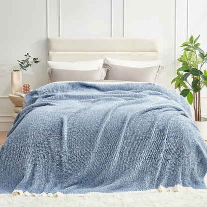 Snuggle Sac Queen Size Bed Blanket Heather Blue, Reversible Super Soft by SnuggleSac