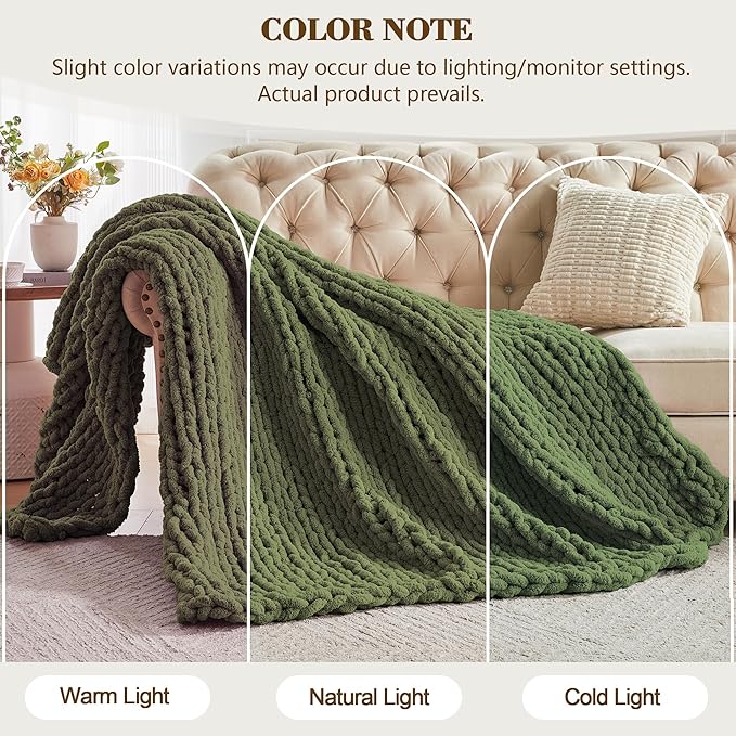 Carriediosa Chunky Knit Throw Blanket 60" X 80" Twin, 100% Hand Made Large - Image 2