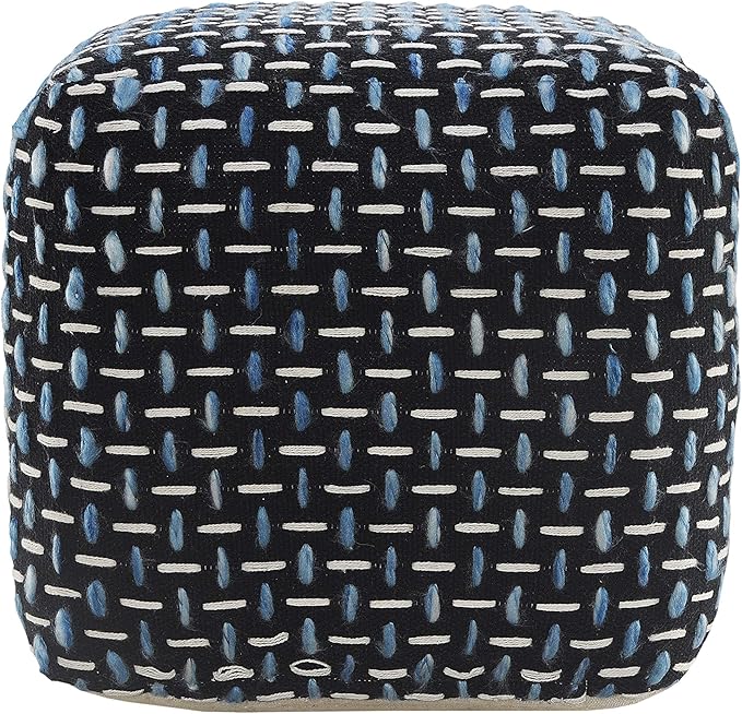 L. R. Resources, Inc. LR Home Hand-Woven Black/White/Blue Geometric Cotton - Image 5