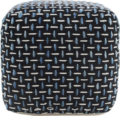 L. R. Resources, Inc. LR Home Hand-Woven Black/White/Blue Geometric Cotton - Image 5