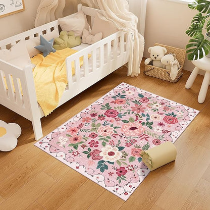 DUKINO 3x4 Area Rug, Lightweight Non Slip Washable Floral Rug, Indoor Low Pile - Image 3