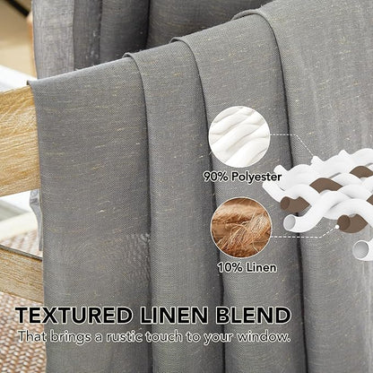 Deconovo Linen-Feel Sheer Curtains, 2 Panels Set, Grommet Top, Sustainable - Image 6