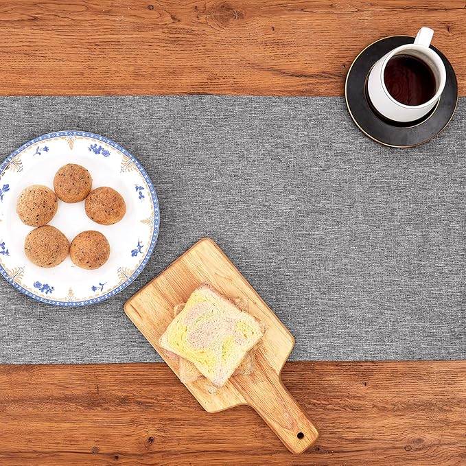 Mebakuk Linen Farmhouse Table Runner Large Burlap Style Soft and Waterproof - Image 5