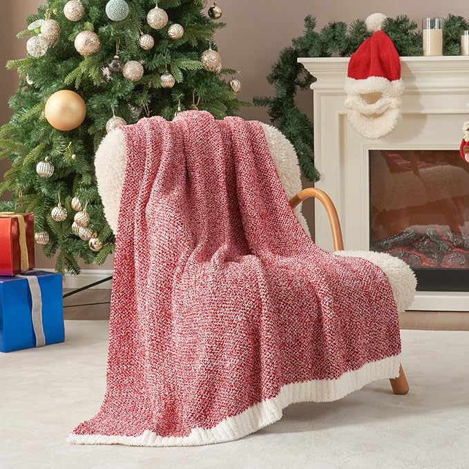 Snuggle Sac Red Throw Blanket for Couch, Super Soft Warm Christmas Red Blankets by SnuggleSac