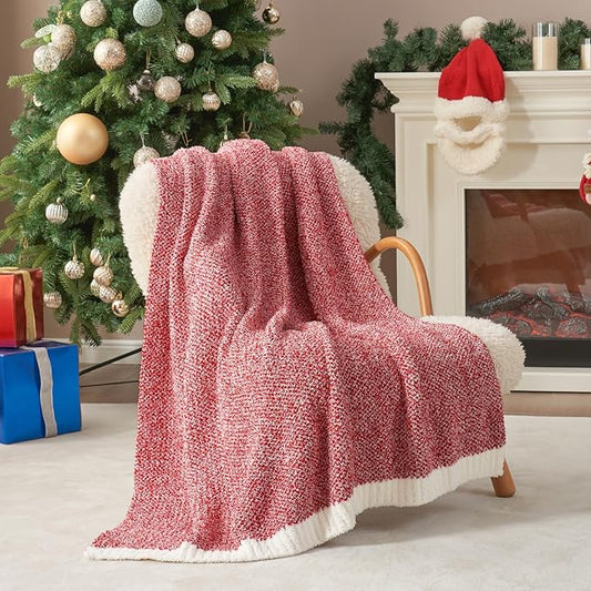 Snuggle Sac Red Throw Blanket for Couch, Super Soft Warm Christmas Red Blankets by SnuggleSac