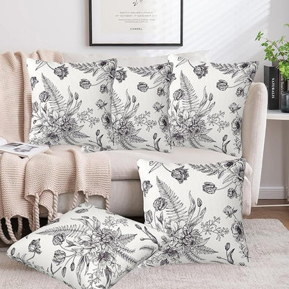 Throw Pillow Covers French Grey Botanical Pillow Covers 18x18 Inch Set of 2 - Image 6