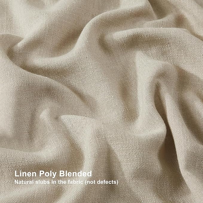 Vision Home Sand Pinch Pleated Full Blackout Curtains Linen Blended Room - Image 4