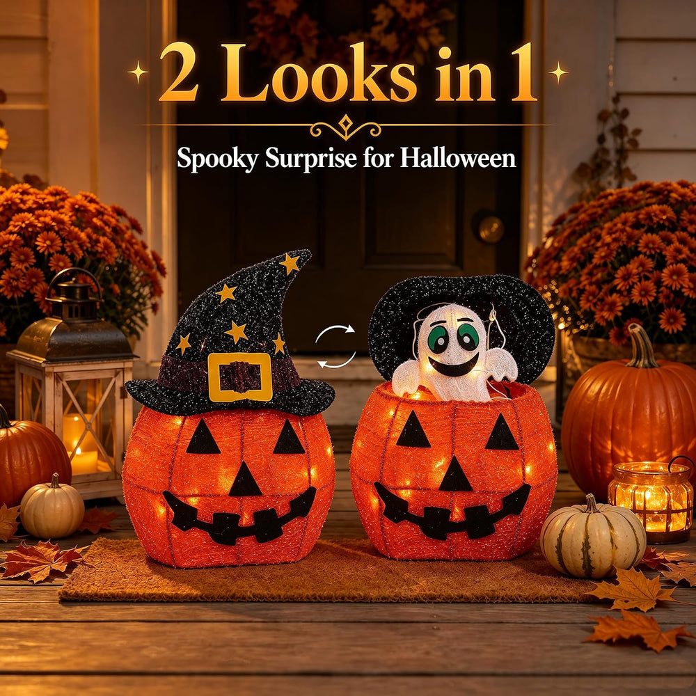 Halloween Decorations Outdoor, Lighted Pop-Up Ghost Gift Box