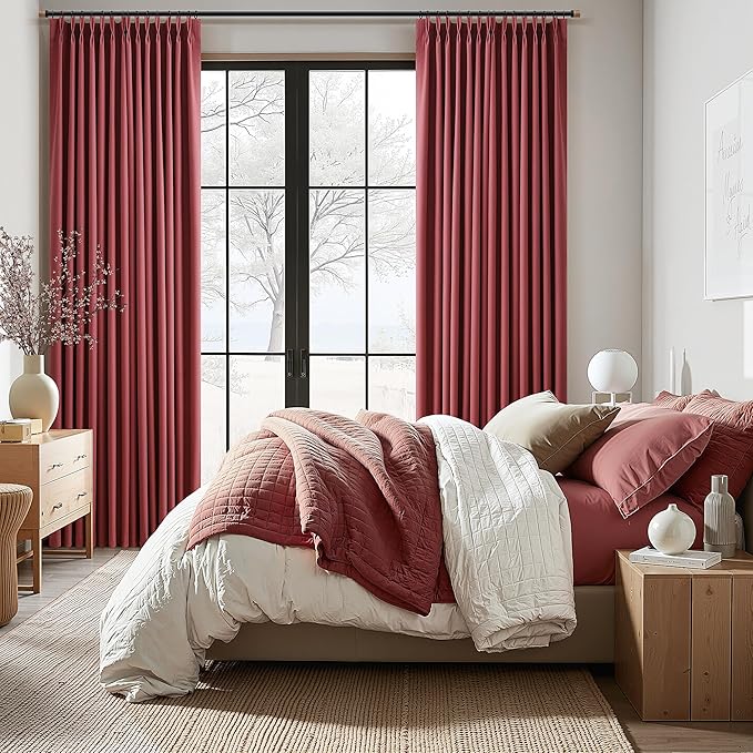 Pinch Pleat Linen 100% Blackout Curtains 90 Inches Long - Image 8