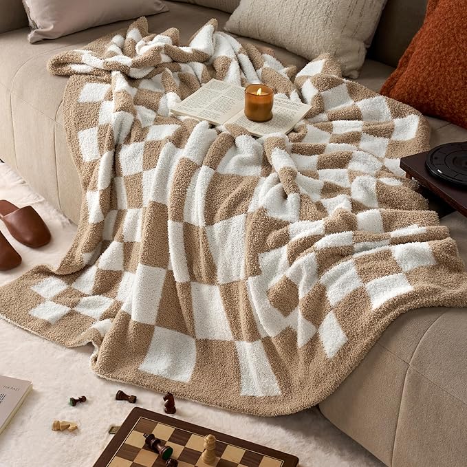 Joiedomi Throw Blanket for Couch Bed, Checkered Knitted Blankets Gifts for - Image 6