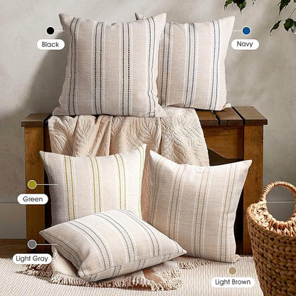 AELS 18x18 Decorative Farmhouse Linen Throw Pillow Covers, Boho Textured Pillow - Image 6