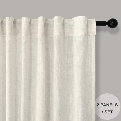 Pitalk Cream Linen Curtains 94 Inches Long 2 Panels - Image 2