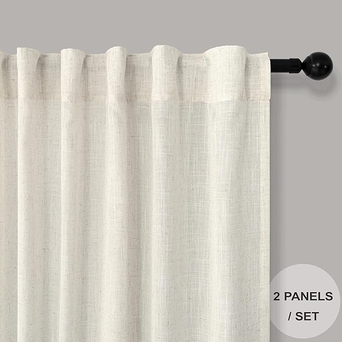 Pitalk Ivory Cream Curtains 86 Inches Long - Image 2