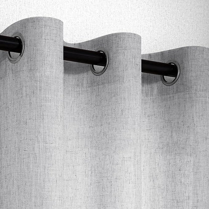 2 Panel Set 72 Inch Curtains for Bedroom Grommet Flax Faux Linen Look Light - Image 5