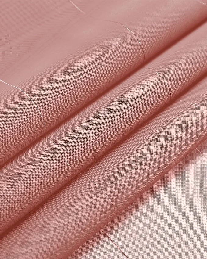 Stripe Pink Sheer Curtains 84 inch Length 2 Panels Grommets Top Semi - Image 5