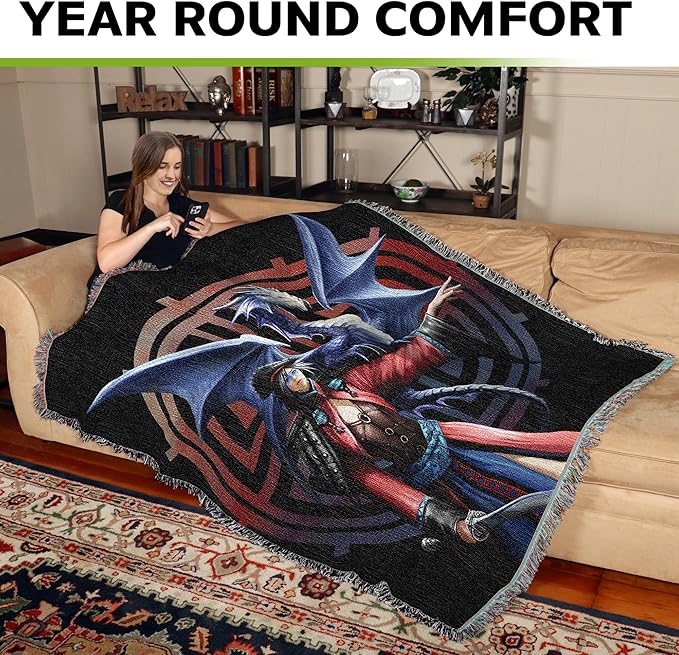 Pure Country Weavers Look to The East Dragon Woven Blanket by Anne Stokes - Image 3