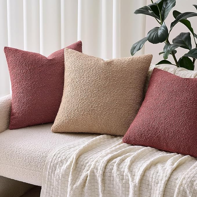 Woaboy Pack of 2 20x20 Inch Decorative Boucle Throw Pillow Covers Textured - Image 5