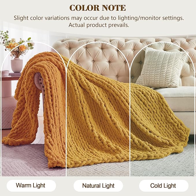 Carriediosa Chunky Knit Throw Blanket 60" X 80" Twin, 100% Hand Made Large - Image 2