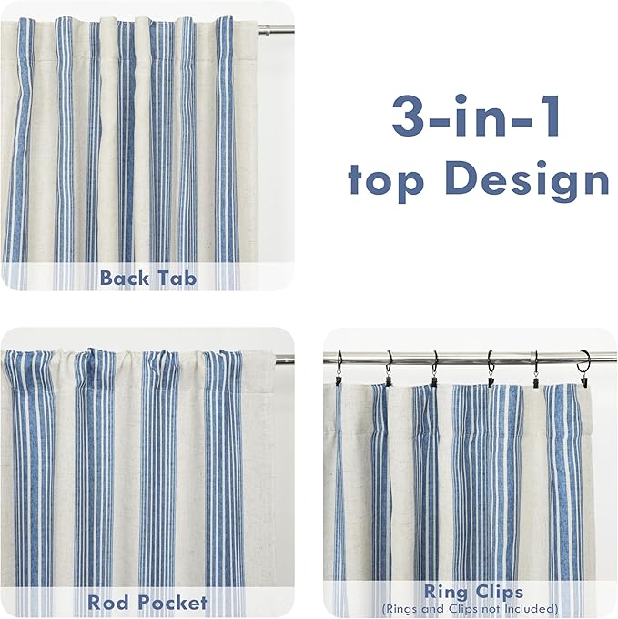 DriftAway Farmhouse Vertical Striped Linen Blend Textured Light Filtering Semi - Image 7