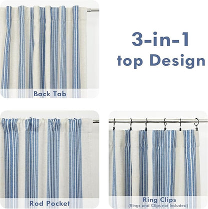 DriftAway Farmhouse Vertical Striped Linen Blend Textured Light Filtering Semi - Image 7