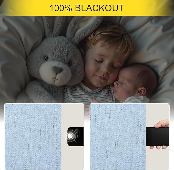 Pitalk Light Blue Curtains for Bedroom 63 Inch Length 2 Panels Linen Blackout - Image 4