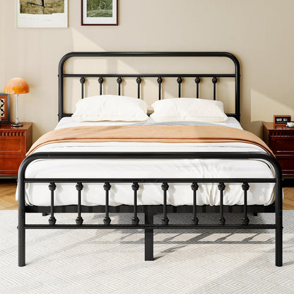 zunatu full size metal bed frame, victorian style, main product view