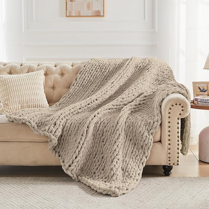 Carriediosa Chunky Knit Throw Blanket 60" X 80" Twin, 100% Hand Made Large - Image 6
